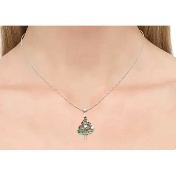 Christmas Tree Necklace New Red Green Crystal Mother Daughter Friend Sis… - Picture 6 of 12